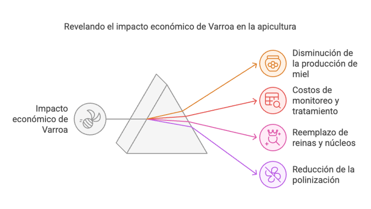 Gráfico del impacto económico de la Varroa en la apicultura